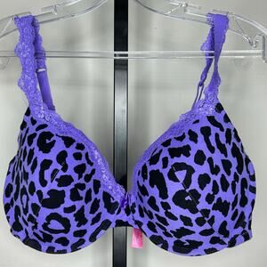 Fruit of the Loom Bra-40C- purple underwire cheetah print lightly‎ padded